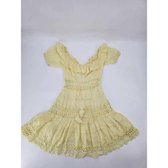 Free People Dresses & Skirts - Free People Cruel Intentions Mini Dress in‎ Lemon Yellow Crochet Skater | Size 0